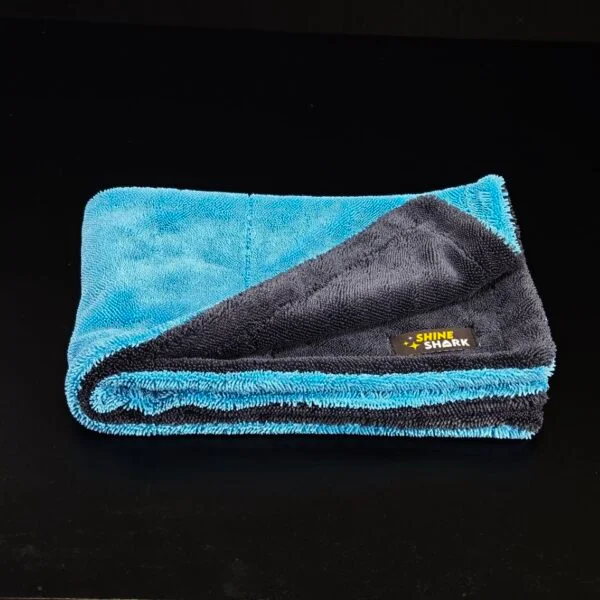 shine shark microfiber car drying towel 1200gsm – twisted loop ultra absorbent microfiber cloth for car cleaning & detailing – scratch free, lint free, quick drying, dual sided, edgeless – 60 x 40 cm