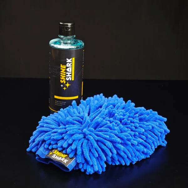 shine shark microfiber car wash mitt 2400gsm & snow foam car wash shampoo 500ml combo